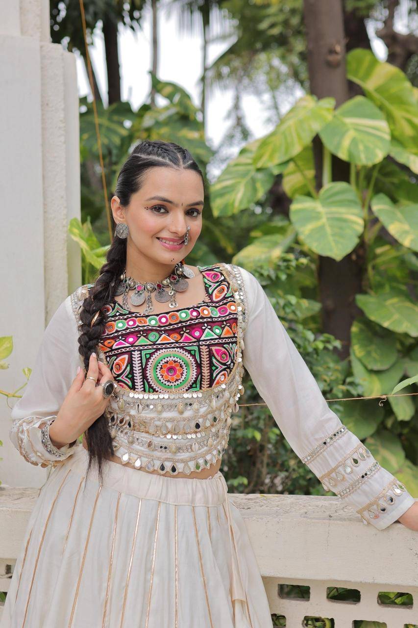 NAVRATRI LW 7145 Roman White Indian lehenga choli wholesale supplier